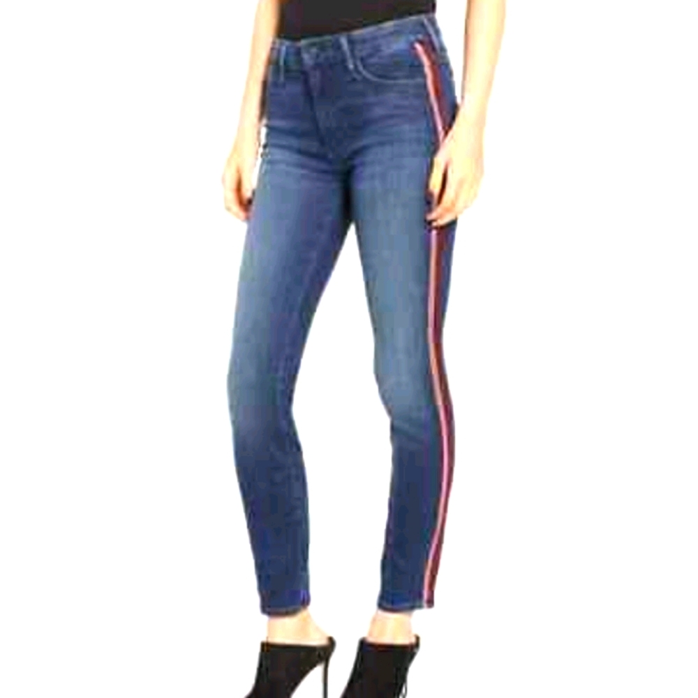 MOTHER high waist looker here kitty glitter stripe